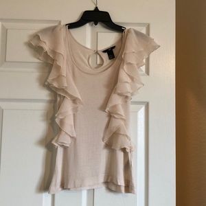 Cream ruffle top